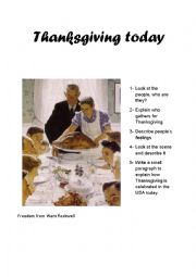 English Worksheet: Thanksgiving today in American families
