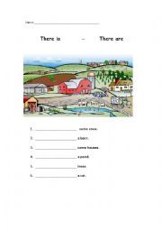 English Worksheet: there is - there are 
