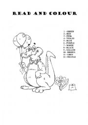 English Worksheet: Read and colour the dragon