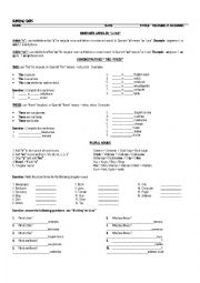 English Worksheet: ARTICLES A / AN AND PLURAL NOUNS