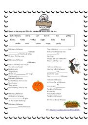 English Worksheet: Halloween Song