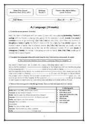 English Worksheet: Ordinary Test