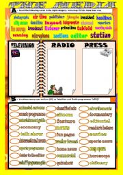 English Worksheet: The Media - vocabulary
