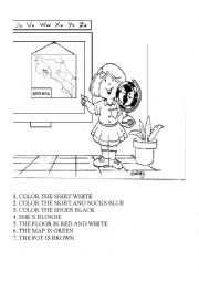 English Worksheet: COLOR THE SCHOOL GIRL