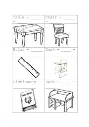 English Worksheet: Classroom Objects