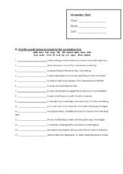 English Worksheet: Vocabulary Test