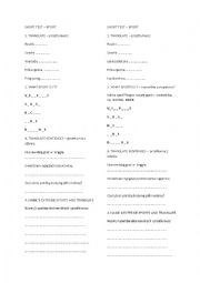 English Worksheet: SHORT TEST ON SPORT