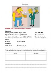 English Worksheet: Compare Mr Burns and Barney