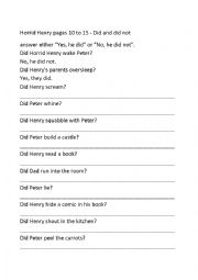 English Worksheet: Horrid Henry pt 3