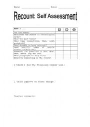 English Worksheet: recount_self_assessment