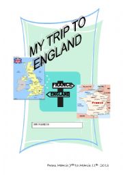 English Worksheet: my trip to england road book first page