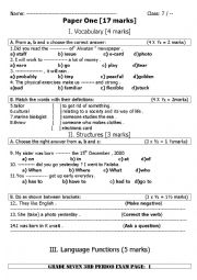 English Worksheet: exam reading and writing 