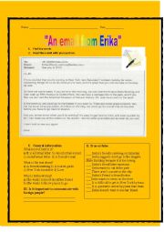 English Worksheet: An email from Erika