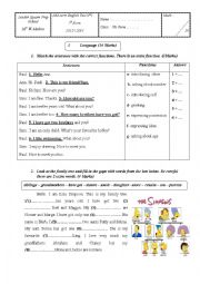 English Worksheet: Family  / Hobby Test