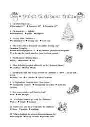 English Worksheet: christmas quiz