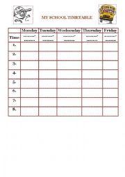 English Worksheet: school timetable