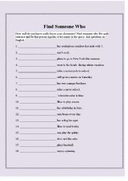 English Worksheet: Find some who
