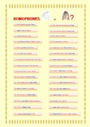 English Worksheet: HOMOPHONES