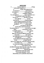 English Worksheet: Collective Noun Nonsense Verse Amphigouri Fill In Worksheet