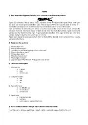 English Worksheet: Tigers