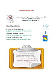 English Worksheet: Conditional Sentences Type I (if clauses)