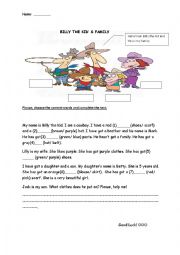 English Worksheet: Colors&Family&Clothes
