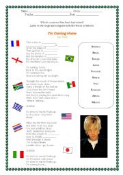 English Worksheet: Im coming home - Alex Band