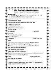 English Worksheet: The Rapping Weatherman:  Weather Rap