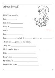 English Worksheet: About myself