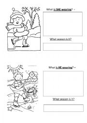 English Worksheet: What is HE/SHE wearing?