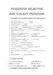 SUBJECT PRONOUNS AND POSSESSIVE ADJECTIVES