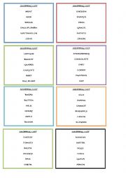 English Worksheet: game about food - shopping list part 1 