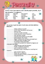 English Worksheet: Describing peoples personality