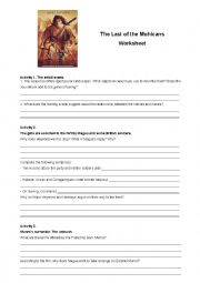 English Worksheet: Thhe Last of the Mohicans worksheet