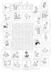 English Worksheet: Jobs-wordsearch