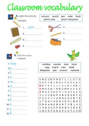 English Worksheet: classroom  vocabulary
