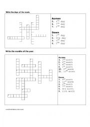 English Worksheet: days and months of the year