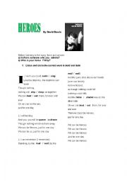 English Worksheet: HEROES By David Bowie