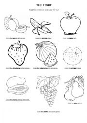 English Worksheet: Fruit and Colors