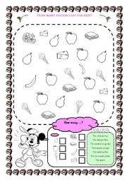 English Worksheet: How many foods can you see?