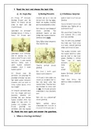 English Worksheet: present simple - reading