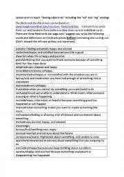 English Worksheet: Lesson plan - adjectives describing feelings