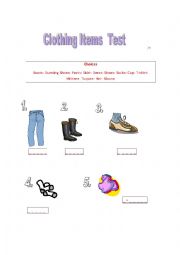 English Worksheet: clothing items