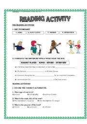 English Worksheet: Reading Activity 