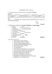 English Worksheet: Placement test for the 5th grade