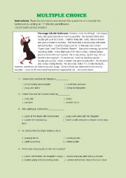 English Worksheet: Multiple Choice Exercise about 