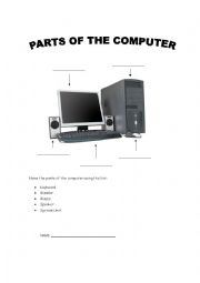 English Worksheet: Parts of the Computer