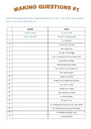 English Worksheet: Making Questions