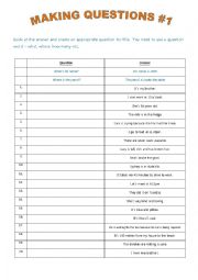 English Worksheet: Making Questions