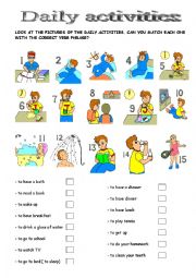 English Worksheet: daily activities